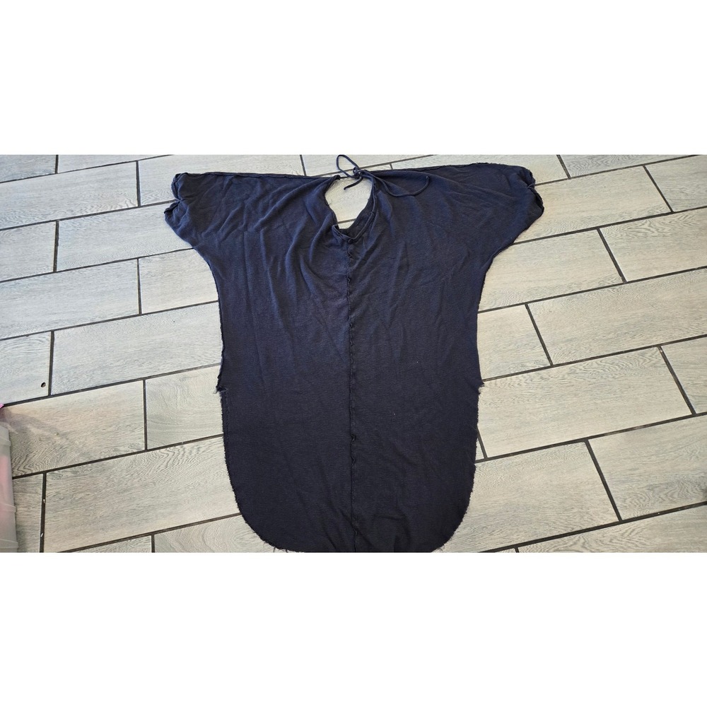 Free People Intimately Navy Blue Gauze Oversized Tunic Cover Up Raw Hem Tie Back